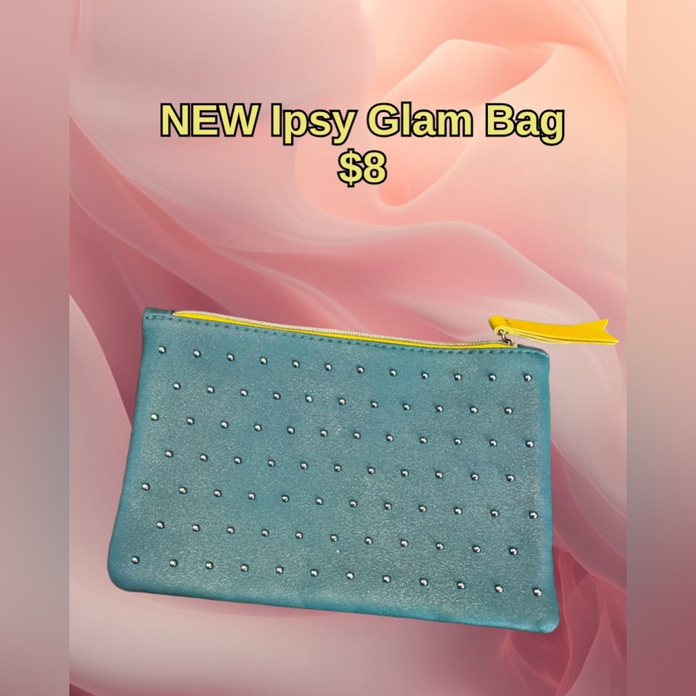 New Ipsy Glam Bag | Teal Studded | Edgy Makeup Pouch | Small Travel Organizer